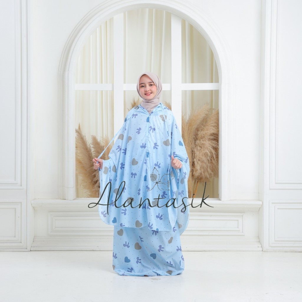 MUKENA Anak Parasut Tanggung travel motif bunga PR Mukena Travel Mini Anak 2in1 Parasut Korea ziper
