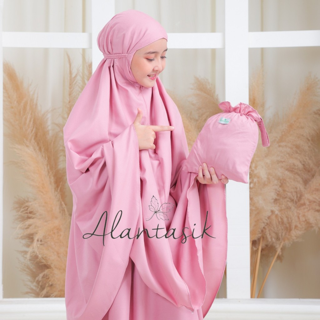 Alantasik Mukena anak Polos LOLY remaja tanggung  polos 2in1travel kisaran 6 7 8 9 10 12 13 tahun