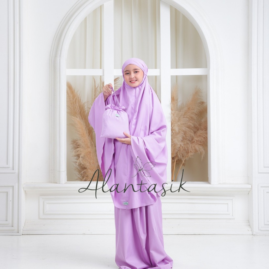 Alantasik Mukena anak Polos LOLY remaja tanggung  polos 2in1travel kisaran 6 7 8 9 10 12 13 tahun