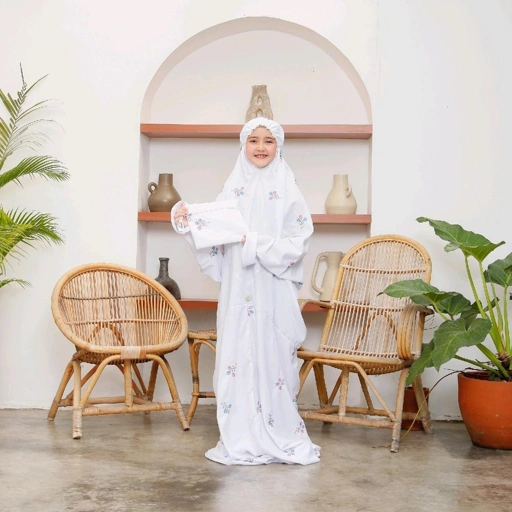 Image of Mukena Terusan bordir ANAK 100 bunga Tasik Katun Muslim