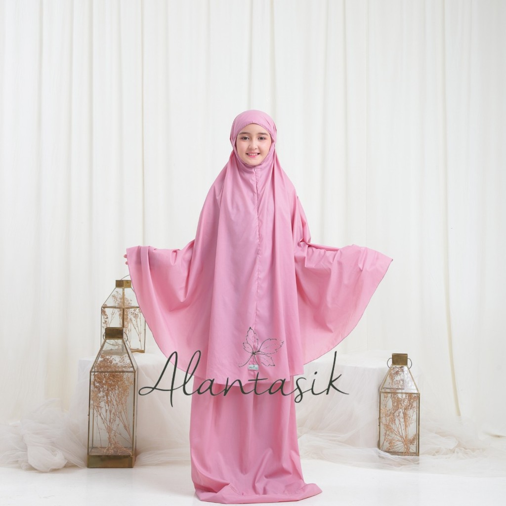 Alantasik Mukena Tian Traveling Mini Pouch Parasut Korea Anak tanggung 6-14thn 2in1 Resleting Dagu