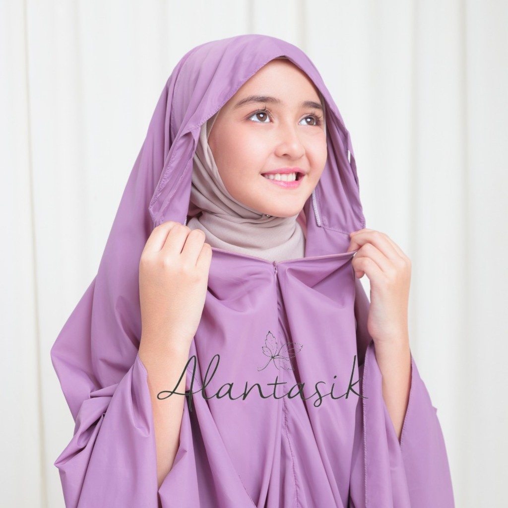 Alantasik Mukena Tian Traveling Mini Pouch Parasut Korea Anak tanggung 6-14thn 2in1 Resleting Dagu