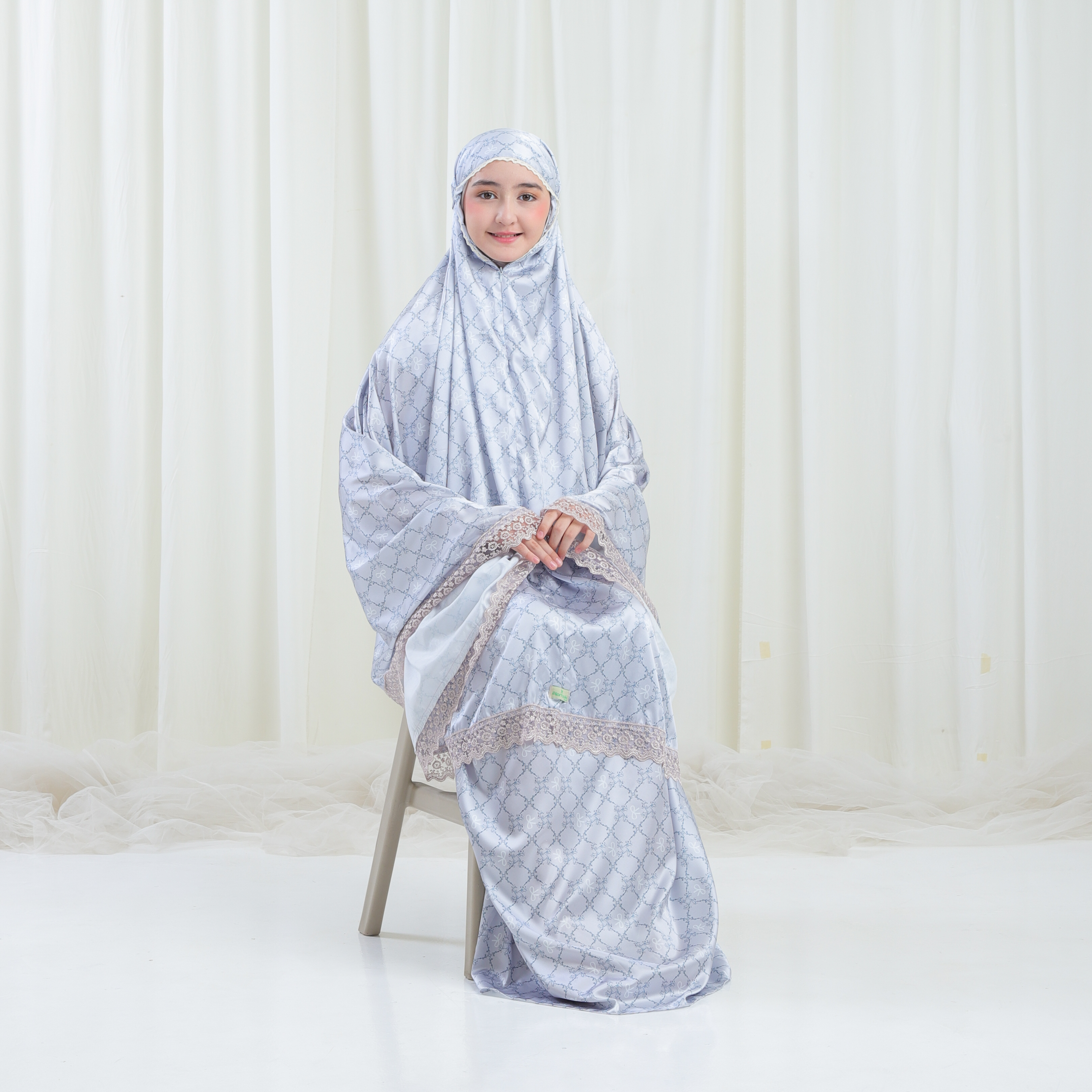 Mukena armany anak silky premium 2 in 1 jumbo mewah muslim armanie AM01 dengan renda motif