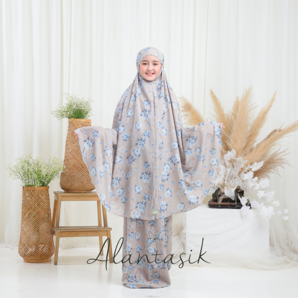 MUKENA anak rayon viscose SD Tanggung Halwa series 8-14 tahun 2 in 1 resleting