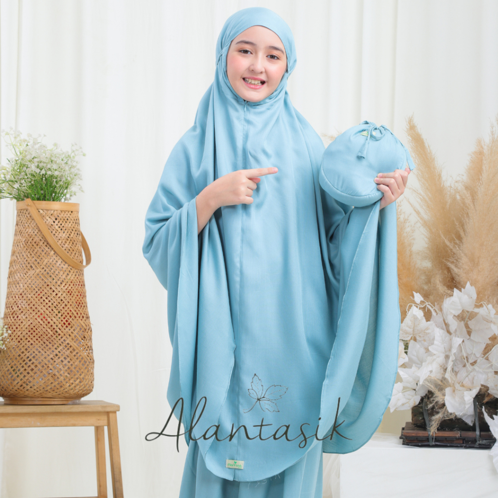 MUKENA anak rayon polos SD Tanggung khasana series 8-14 tahun 2 in 1 resleting