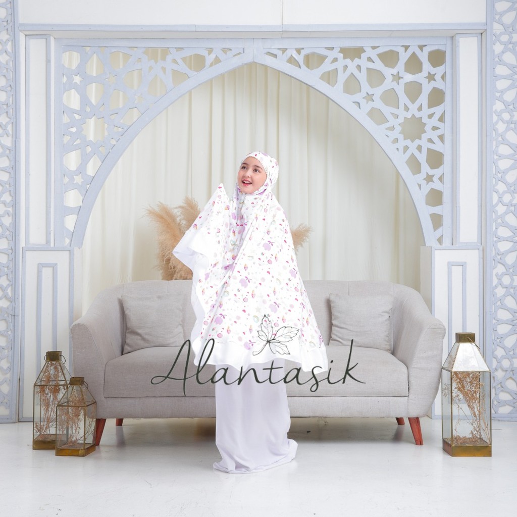 Mukena Anak Amena Tanggung Motif ESKRIM 2 in 1 sleting dagu remaja tanggung kisaran 6-14 tahun