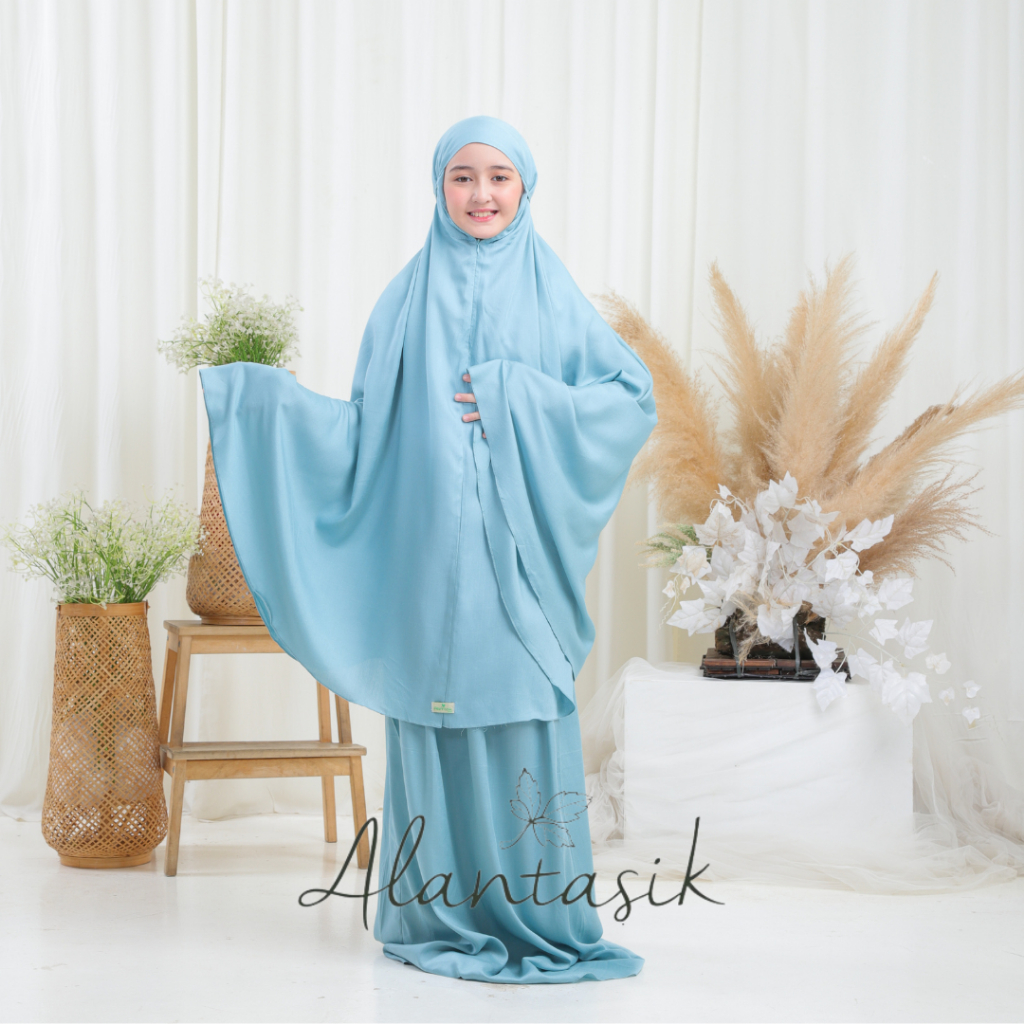 MUKENA anak rayon polos SD Tanggung khasana series 8-14 tahun 2 in 1 resleting