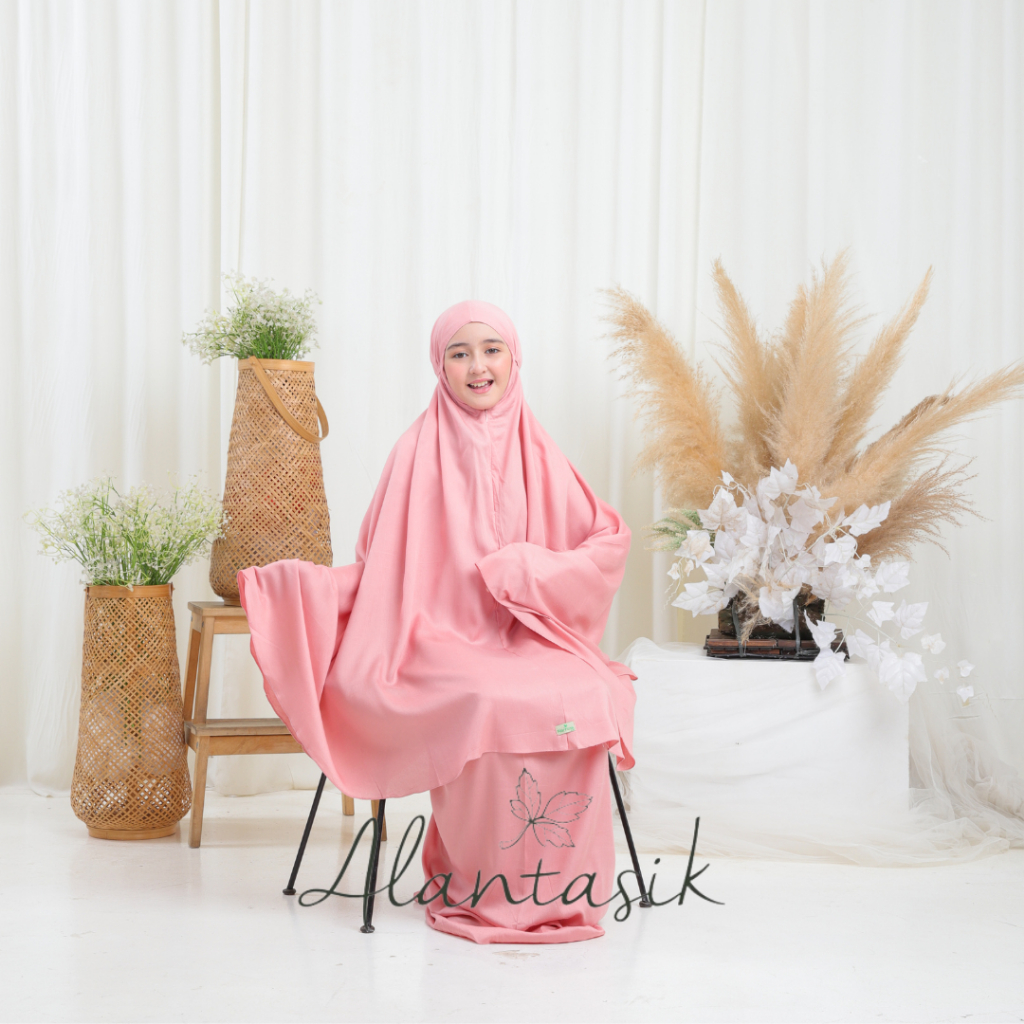 MUKENA anak rayon polos SD Tanggung khasana series 8-14 tahun 2 in 1 resleting