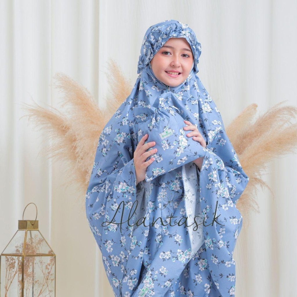 Mukena anak motif lucu remaja tanggung MK01 bunga pita 2in1 travel kisaran 6 9 14 tahun Alantasik
