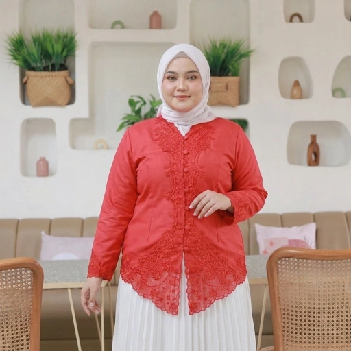 Alantasik - kebaya encim bordir JUMBO putih tangan panjang LN /KEBAYA SULAM Senada 2