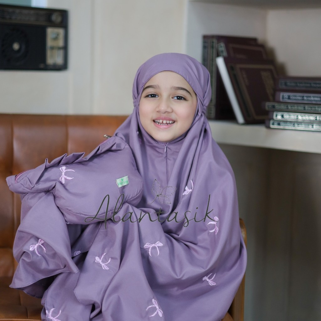 Mukena Anak Travel Katun Bordir  Kids pita Coquette Series 2in1travel kisaran 6 7 8 9 10 12 13 tahun