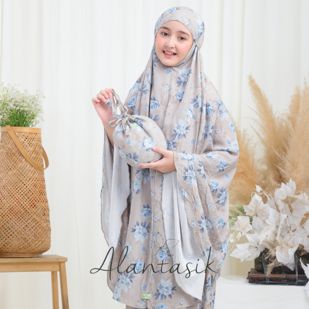 MUKENA anak rayon viscose SD Tanggung Halwa series 8-14 tahun 2 in 1 resleting