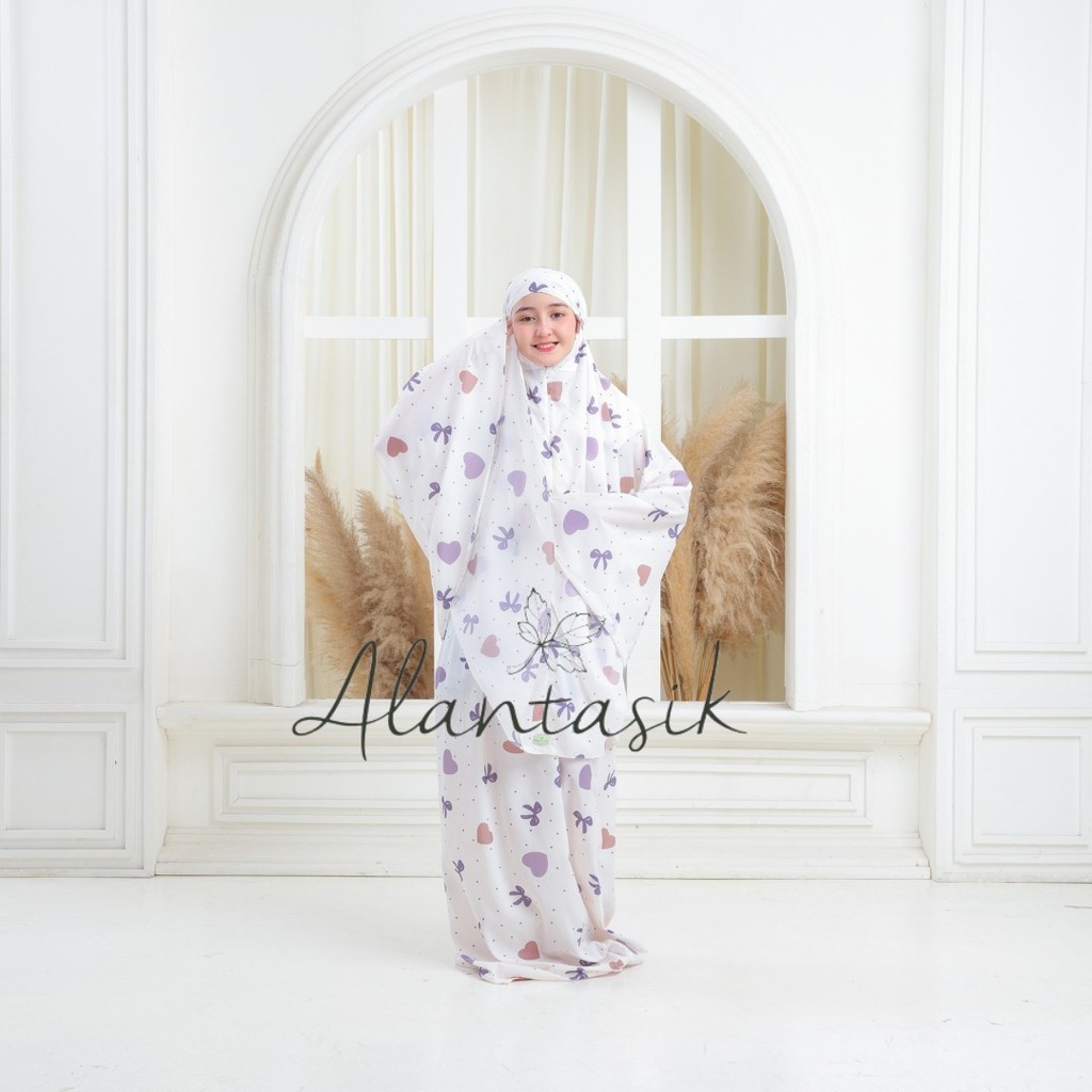 MUKENA Anak Parasut Tanggung travel motif bunga PR Mukena Travel Mini Anak 2in1 Parasut Korea ziper