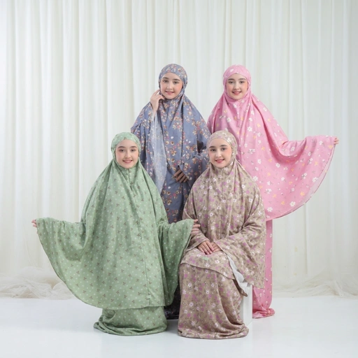 Salin Mukena anak motif lucu remaja tanggung MK02 bunga pita 2in1 travel kisaran 6 9 14 tahun Alantasik