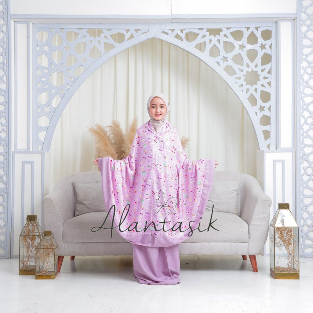 Mukena Anak Amena Tanggung Motif ESKRIM 2 in 1 sleting dagu remaja tanggung kisaran 6-14 tahun
