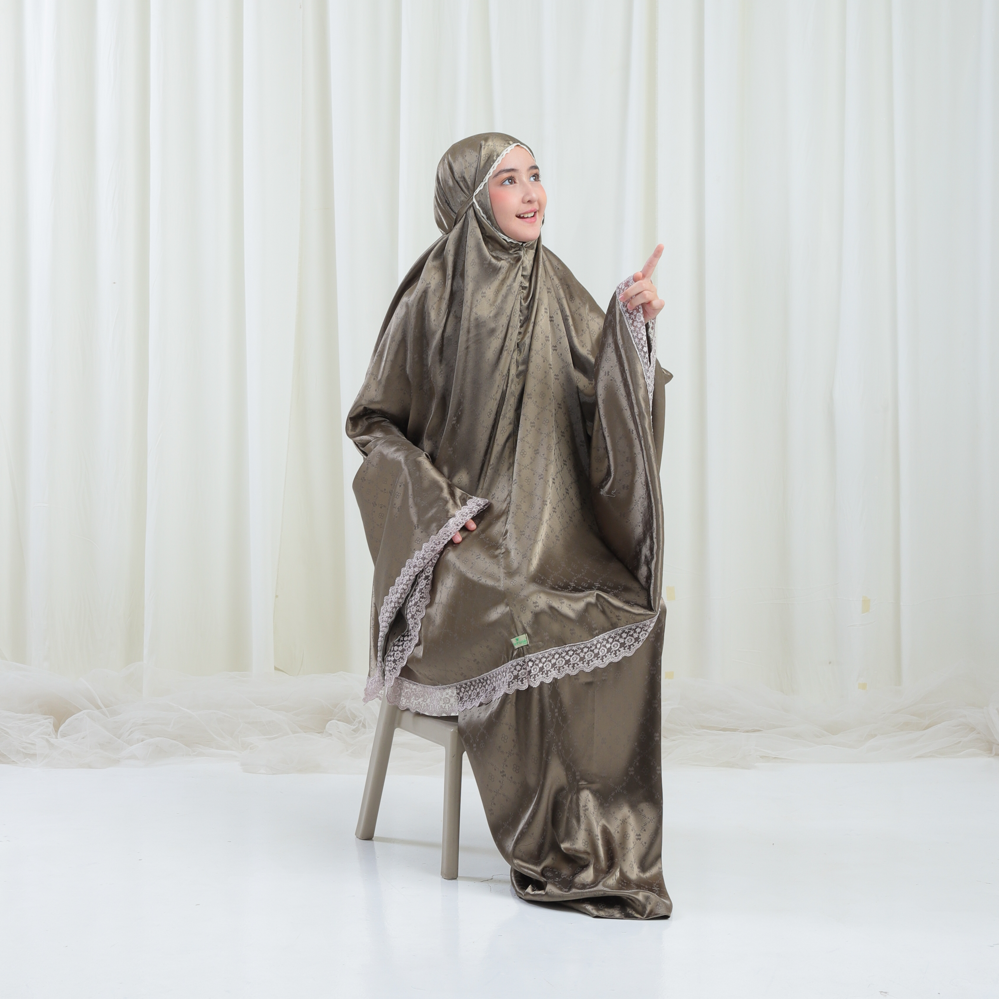 Mukena ANAK TANGGUNG UMUR 6 8 10 12 14 TAHUN Sutra Armany Silk Jaquard / jaguard  2in1 Renda Tille Bordir Mewah AJ01