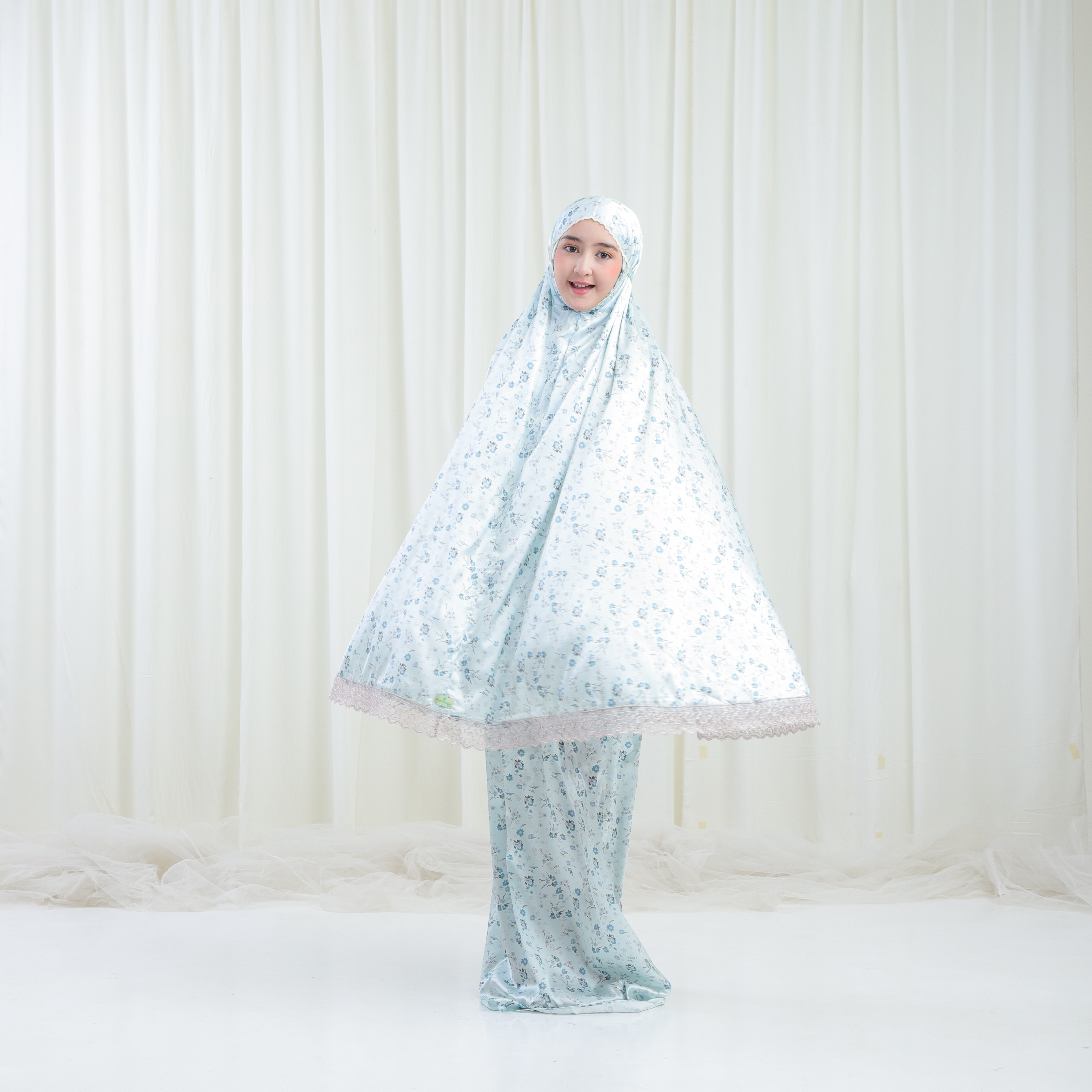 Mukena armany anak silky premium 2 in 1 jumbo mewah muslim armanie AM01 dengan renda motif