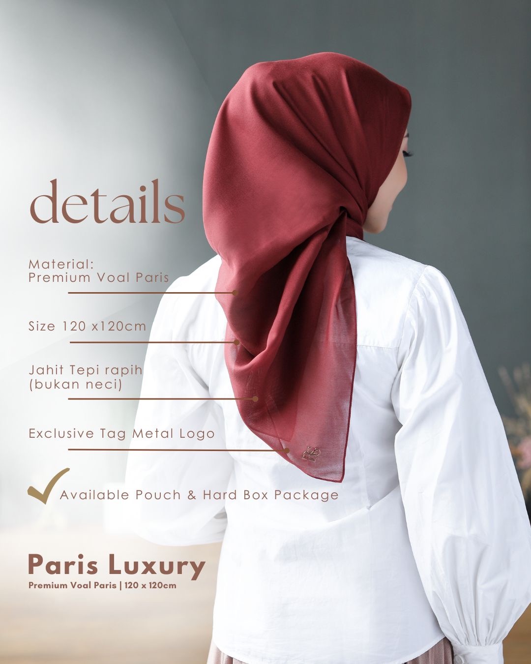 180K GET 3 PCS Paris Luxury Segiempat Voal Paris