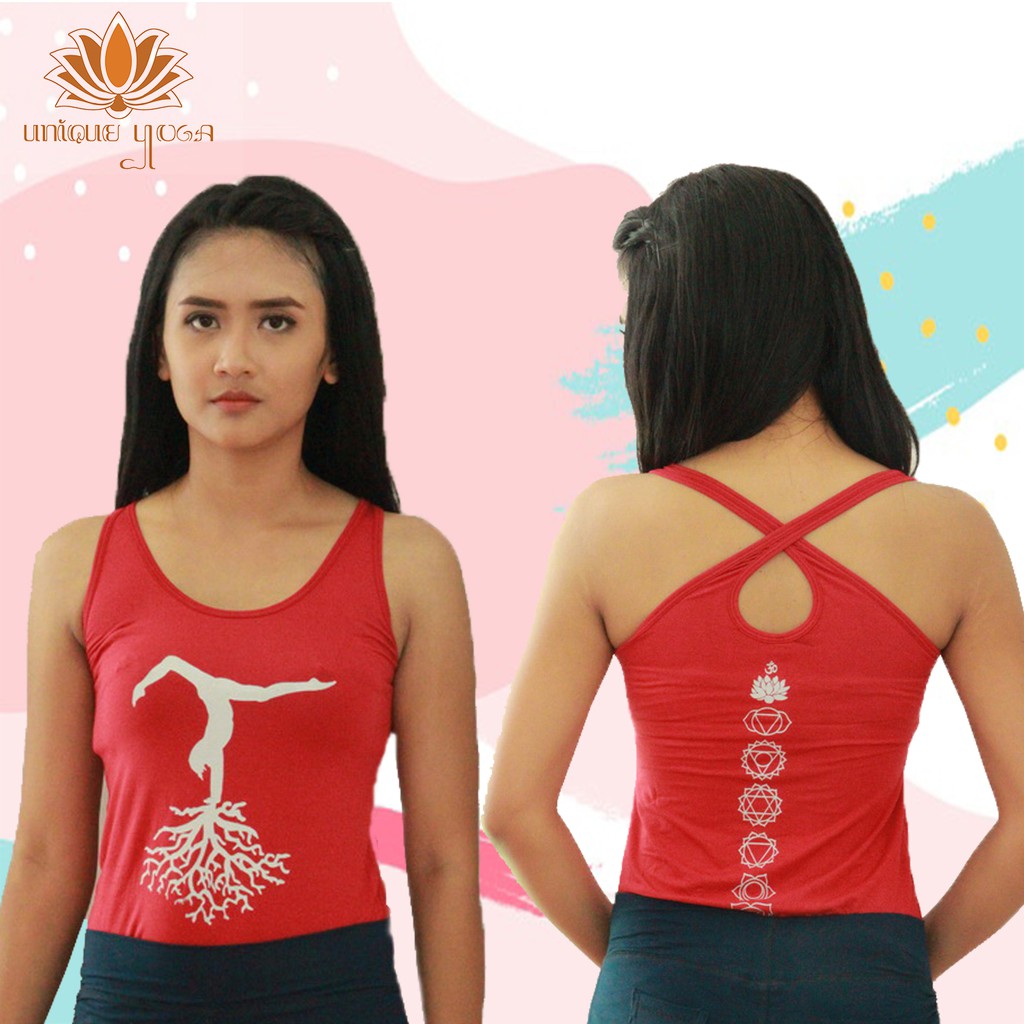Baju Senam Yoga / Kaos Yoga Silang / Top Yoga Silang Yoga Dance / Tank Top Wanita / Kaos Olahraga Wanita