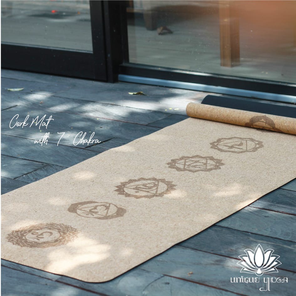 Jual Yoga Mat Custom Nama + Motif 7 Chakra/ Cork Mat Yoga Termurah/ Matras Senam Yoga Berkualitas