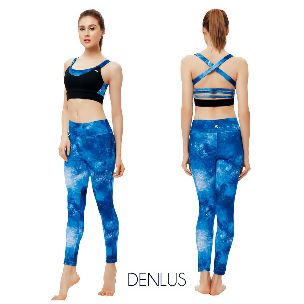 Baju Yoga / Bra Yoga Sport DL 96081 Hitam Corak Biru / Bra Yoga Murah / Bra Olahraga Murah / Sport Bra Murah