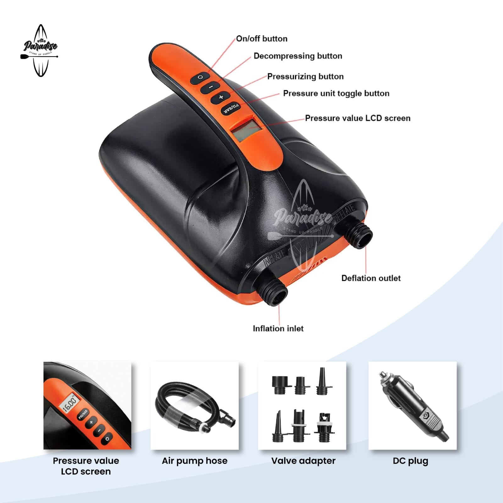 Pompa Udara Elektrik / Stermay SUP Electric Air Pump / Up to 20 PSI SUP / Pompa Elektrik SUP Yoga