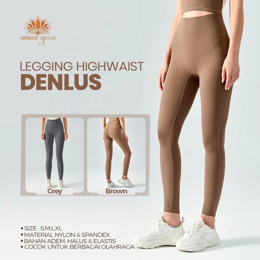 Legging Highwaist Super Elastis dan Tidak Tebal / Celana Sport Olahraga Yoga Denlus
