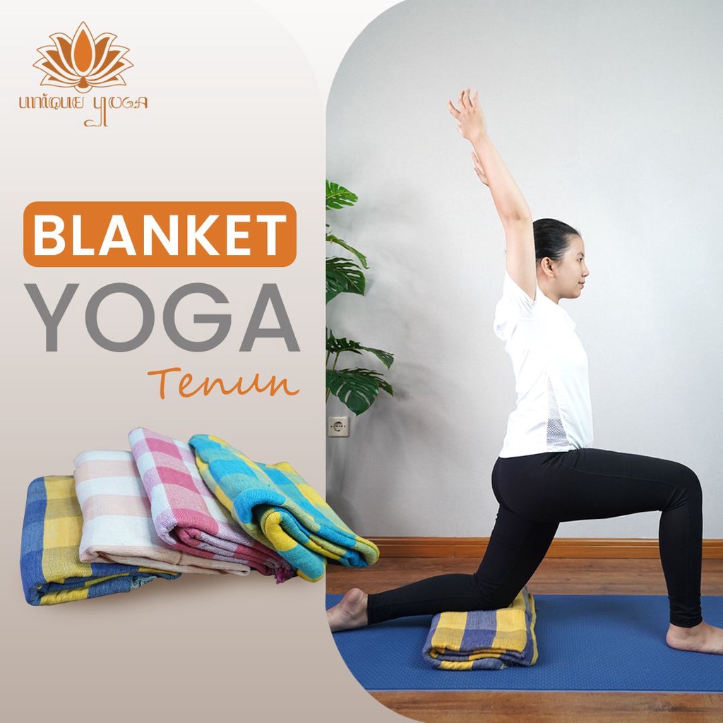 Blanket Yoga Tenun / Blanket Kotak-kotak / Selimut Yoga Handmade / Blanket Yoga Murah / Yoga Blanket Tenun Tebal