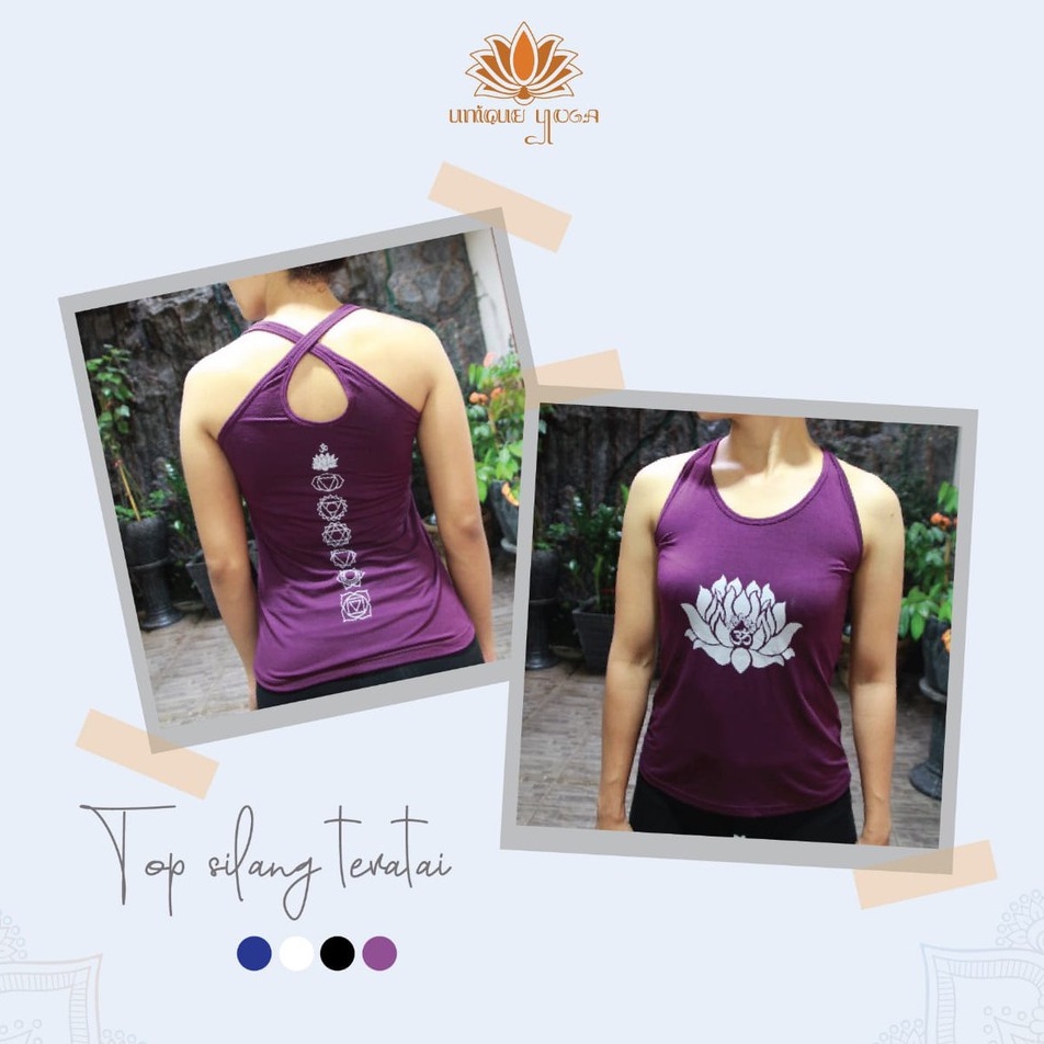 Baju Yoga / Kaos Senam Yoga / Top Silang Lotus / Kaos Senam Wanita / Kaos Olahraga Murah / Baju Zumba
