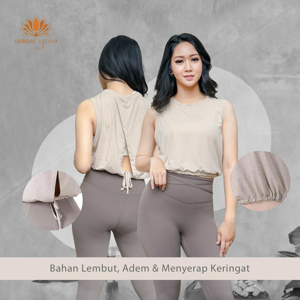 Tank top Crop Sexy Back / Kaos Baju Atasan Senam Yoga Pilates Amanda / Tank top Crop Olahraga Yoga Vania V085