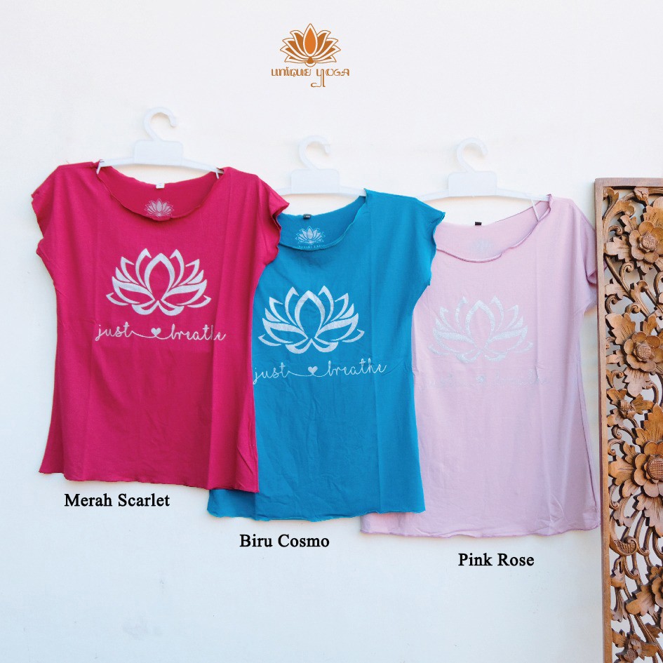 Baju Senam Yoga / Kaos Yoga / Tshirt Lotus Just Breath / Kaos Yoga / Baju Yoga Murah / Baju Olahraga