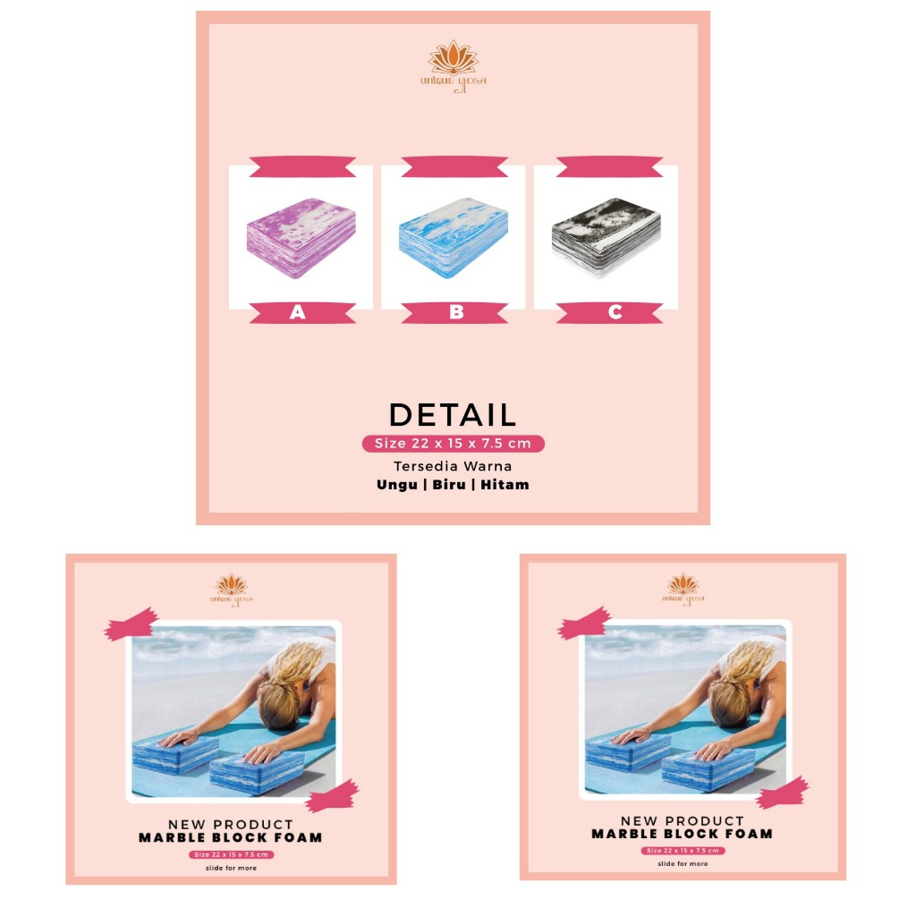 Yoga Brick / Yoga Block Foam Marble / Balok Yoga Murah / Yoga Block Foam Marble / Balok Yoga Foam Murah 