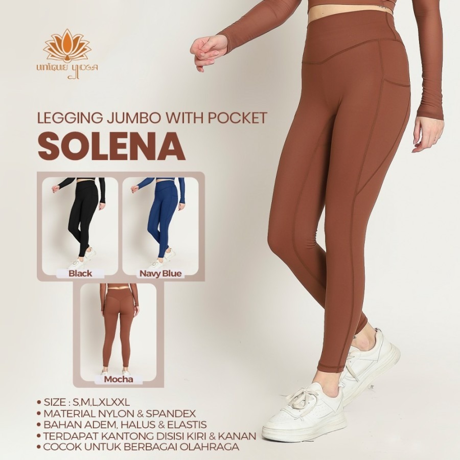 Legging Jumbo With Pocket Solena / Legging Highwaist For Yoga Sport Gym Pilates / Legging Olahrag Wanita