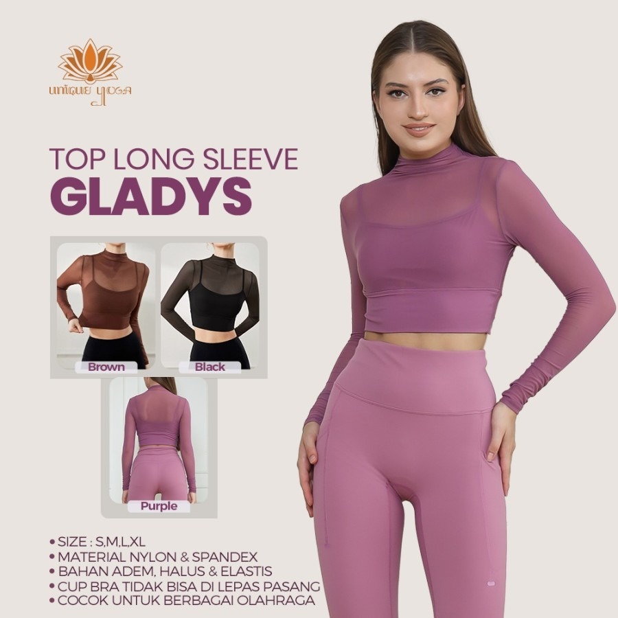 Top Long Sleeve Yoga Pilates Sport / Baju Lengan Panjang Olahraga Casual Gladys