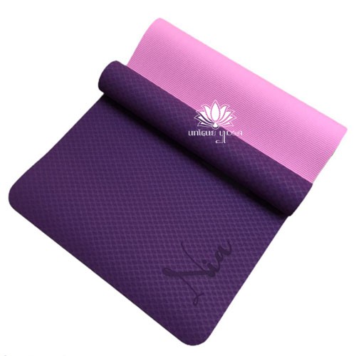 Matras Yoga / Matras Olahraga Yoga / TPE Mat Eco - Friendly Ungu - Hitam / Custom Nama Matras
