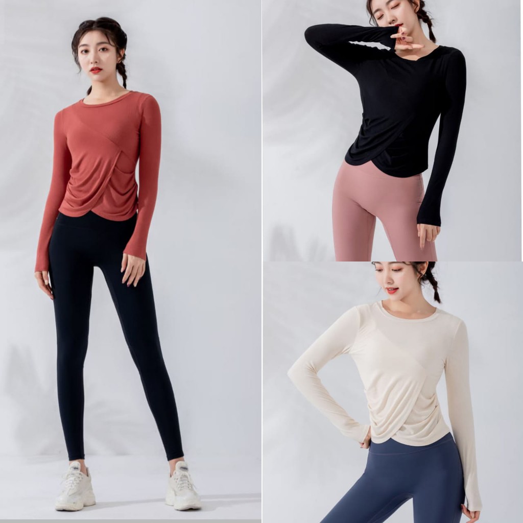 Baju Kaos Senam Tangan Panjang / Baju Yoga Olahraga Wanita / Top Long Sleeve Vania WT 1208 / Baju Yoga Murah