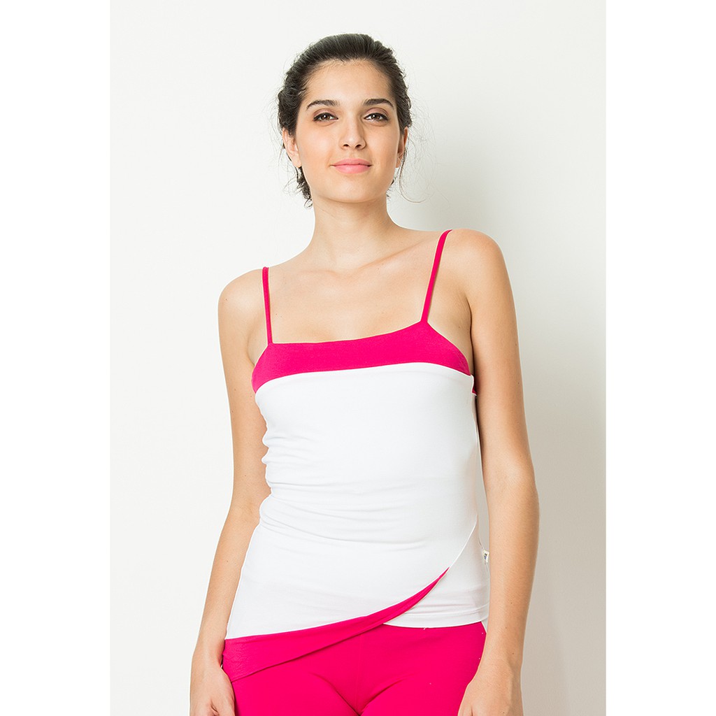 Baju senam Yoga Putih Kombinasi Pink / Pakaian Senam Yoga / Pakaian Yoga Murah DL 91179