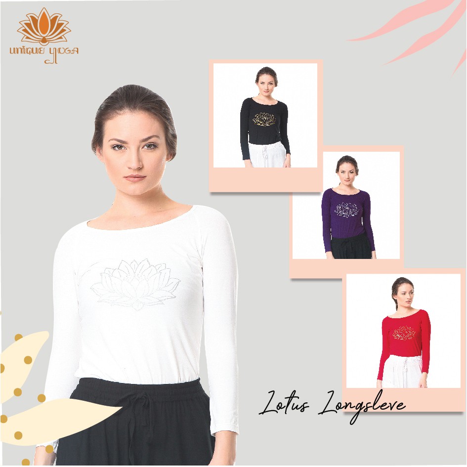 Baju Senam Yoga / Top Yoga Long Slevee Lotus / Kaos Lengan Panjang