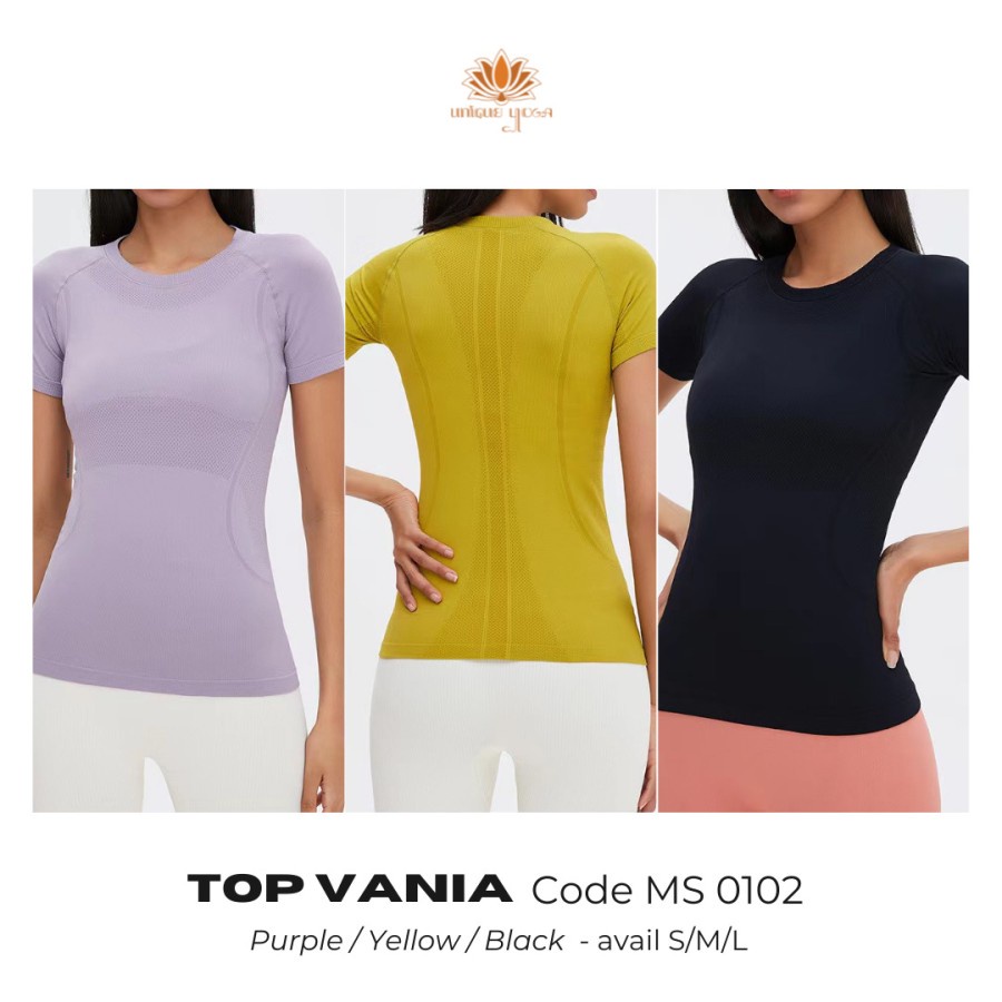 Baju Kaos Olahraga Senam Yoga Bodycon Body Fit / Top Wanita Murah / Kaos Olahraga Wanita / Baju Gym Wanita / Top Yoga Vania MS0102