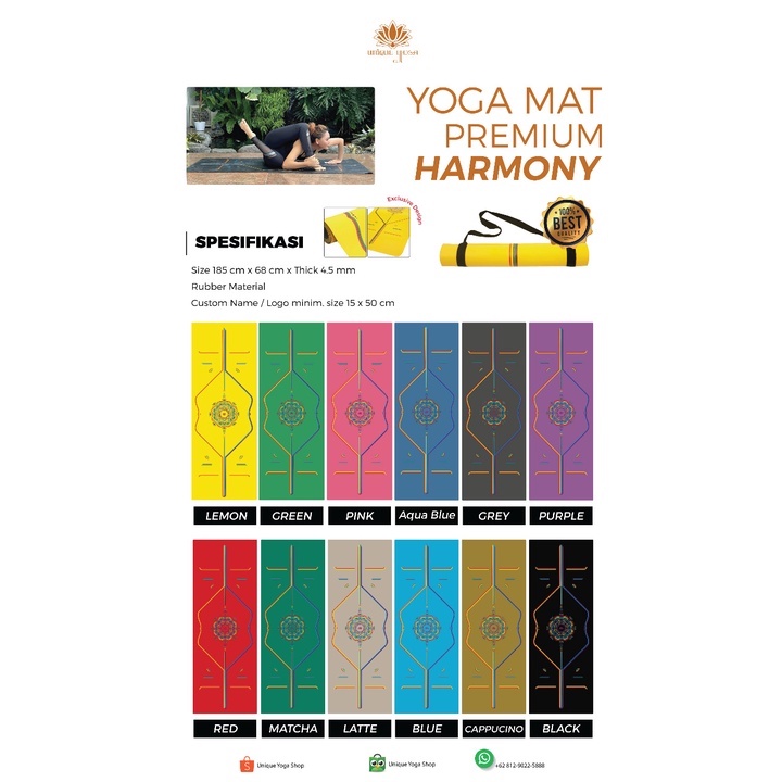Yoga Mat Premium 4,5mm / Yoga Mat Rubber / Karpet Yoga Mat Premium Mat / Matras Yoga Motif / Premium Yoga Mat Harmony