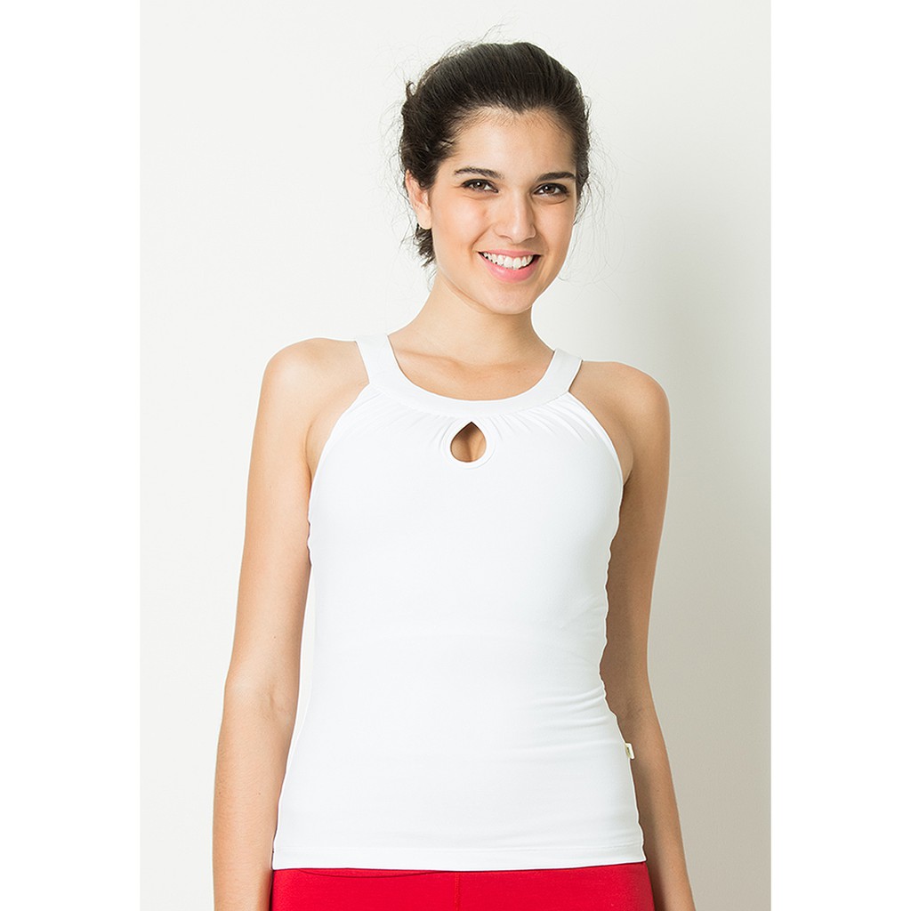 Baju Senam / Top Yoga Putih / Tanktop Senam Zumba / Baju Fitnes Putih / Baju Senam Wanita DL 96044