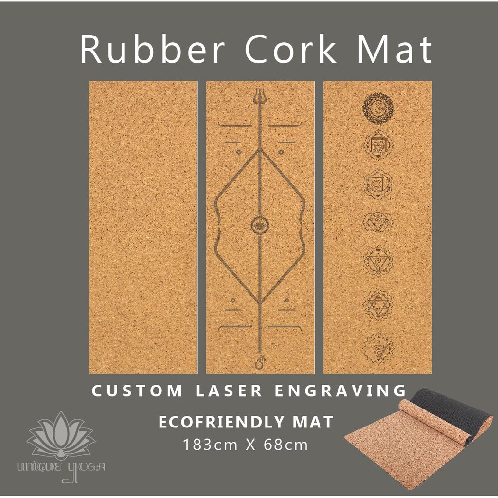 Matras Senam Yoga Motif Mandala / Matras Yoga Rubber Cork/ Matras Yoga Terbaru Anti Slip / Cork Mat yoga / Natural Yoga