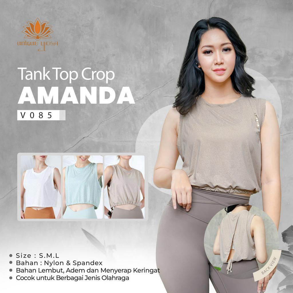 Tank top Crop Sexy Back / Kaos Baju Atasan Senam Yoga Pilates Amanda / Tank top Crop Olahraga Yoga Vania V085
