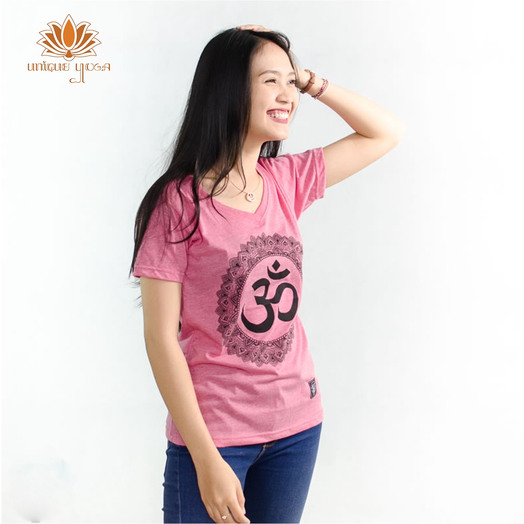 Baju Yoga / Tshirt Yoga Sindu Vneck Ohm Besar / Kaos Olahraga Senam Yoga Murah