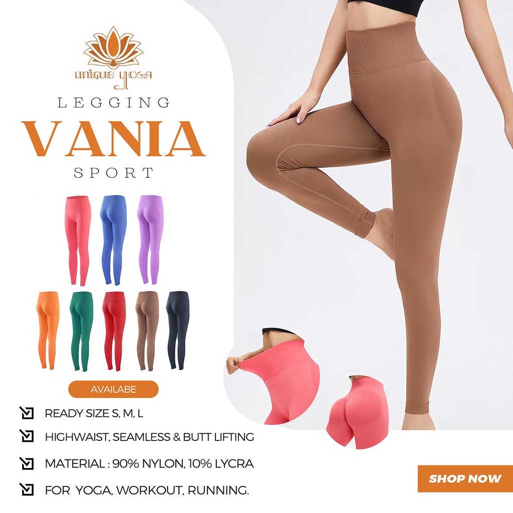 Legging Highwaist Sport Yoga Senam With Butt Lifting Support / Legging Gym Wanita / Celana Olahraga Wanita Vania MS 0095