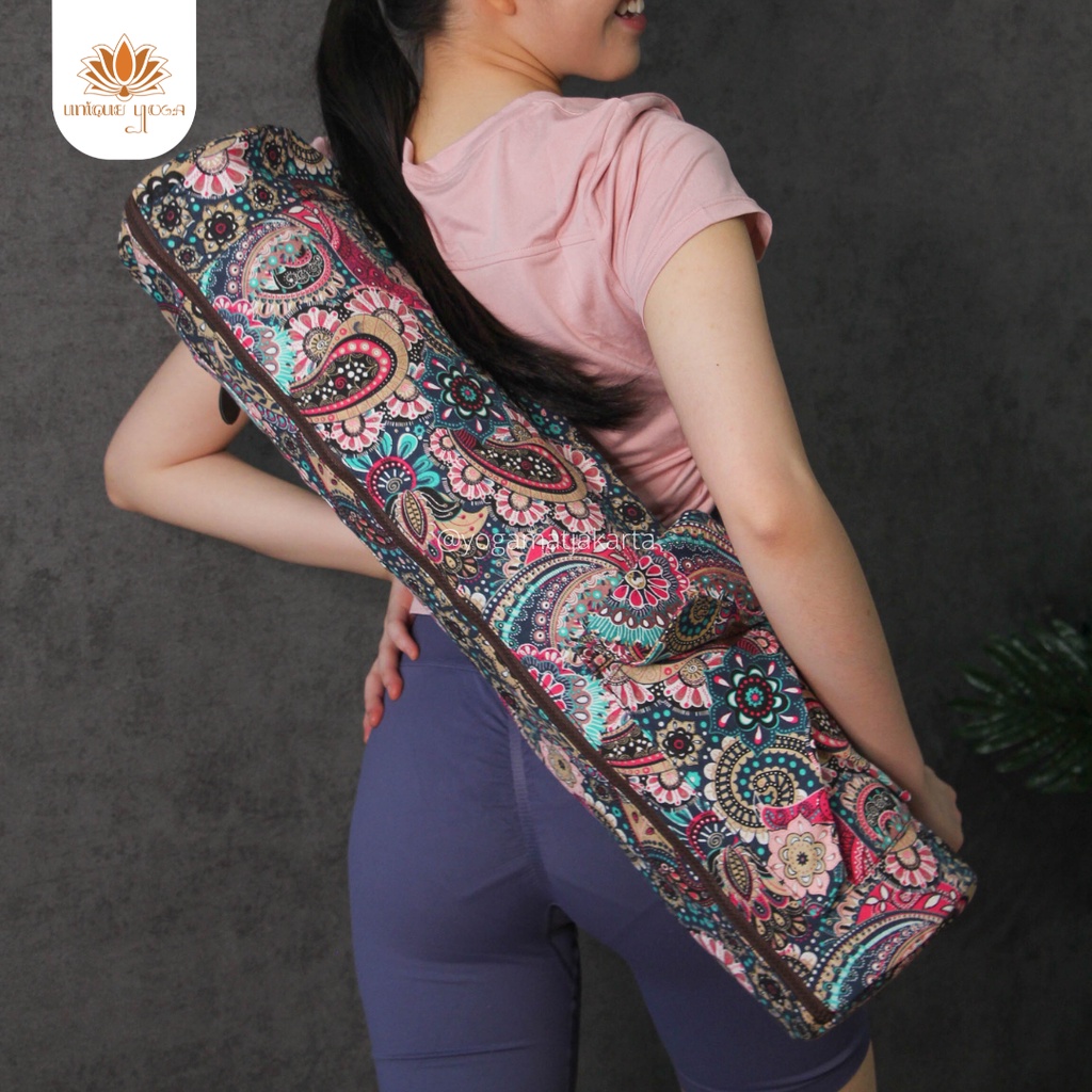 Jiva Yoga Bag / Tas Olahraga / Tas Senam Yoga / Tas Batik / Tas Yoga Kanvas Motif / Tas Matras Yoga Motif Murah