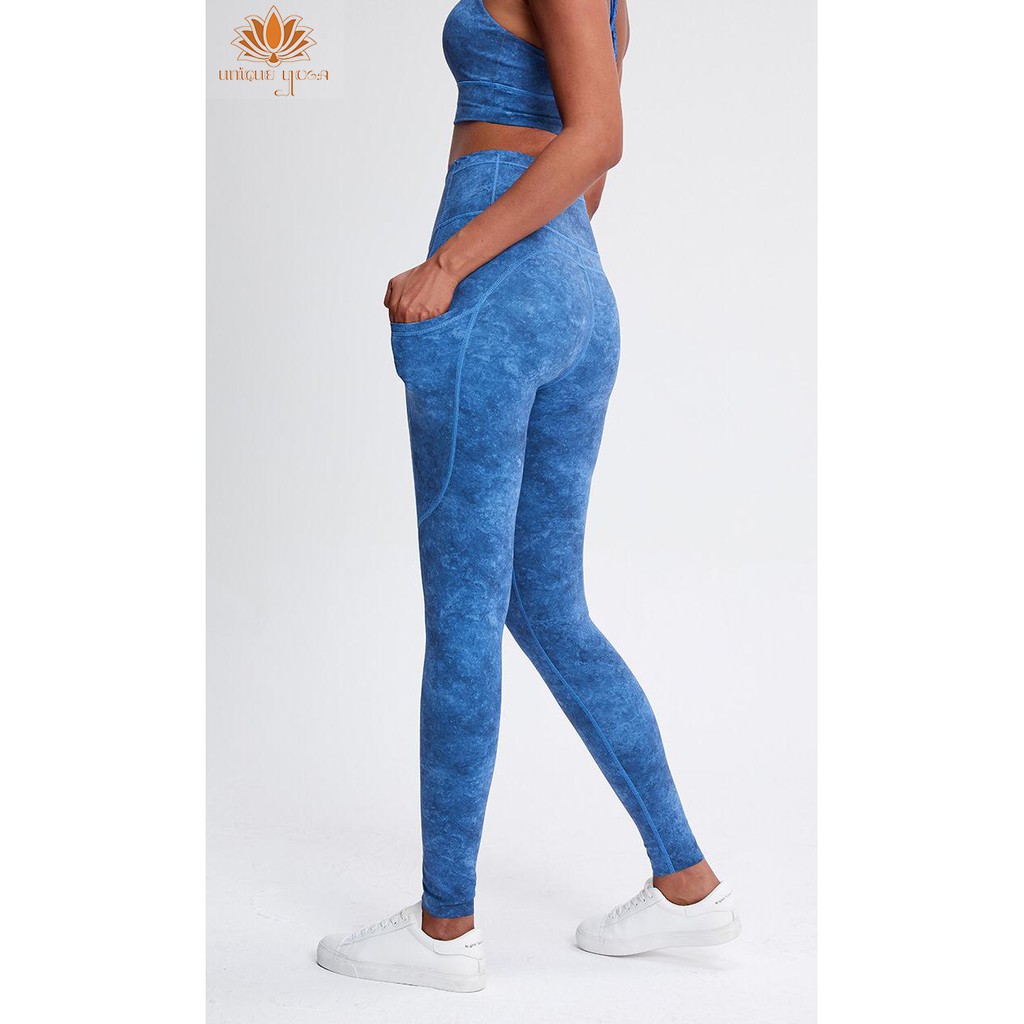 Legging Highwaist Senam Yoga Gym Indigo Blue / Vania Yoga Pant CK-Y046 Celana Olahraga Biru / Vania Yoga Pant CK-Y046 Tie dye Biru
