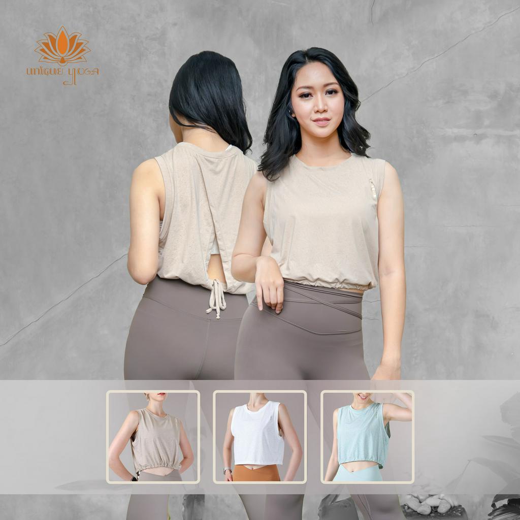 Tank top Crop Sexy Back / Kaos Baju Atasan Senam Yoga Pilates Amanda / Tank top Crop Olahraga Yoga Vania V085