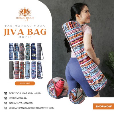 Jiva Yoga Bag / Tas Olahraga / Tas Senam Yoga / Tas Batik / Tas Yoga Kanvas Motif / Tas Matras Yoga Motif Murah