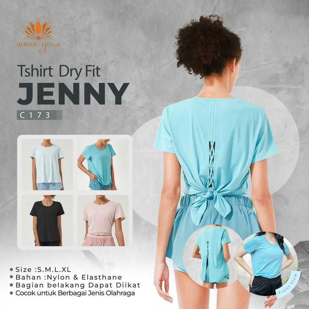 Baju Kaos T-shirt Dry Fit Olahraga Wanita Bisa di ikat / Atasan Yoga Wanita / Baju Senam Gym Pilates / Tshirt Jenny C173